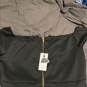 NWT Vintage-looking black Midi dress w/ full skirt